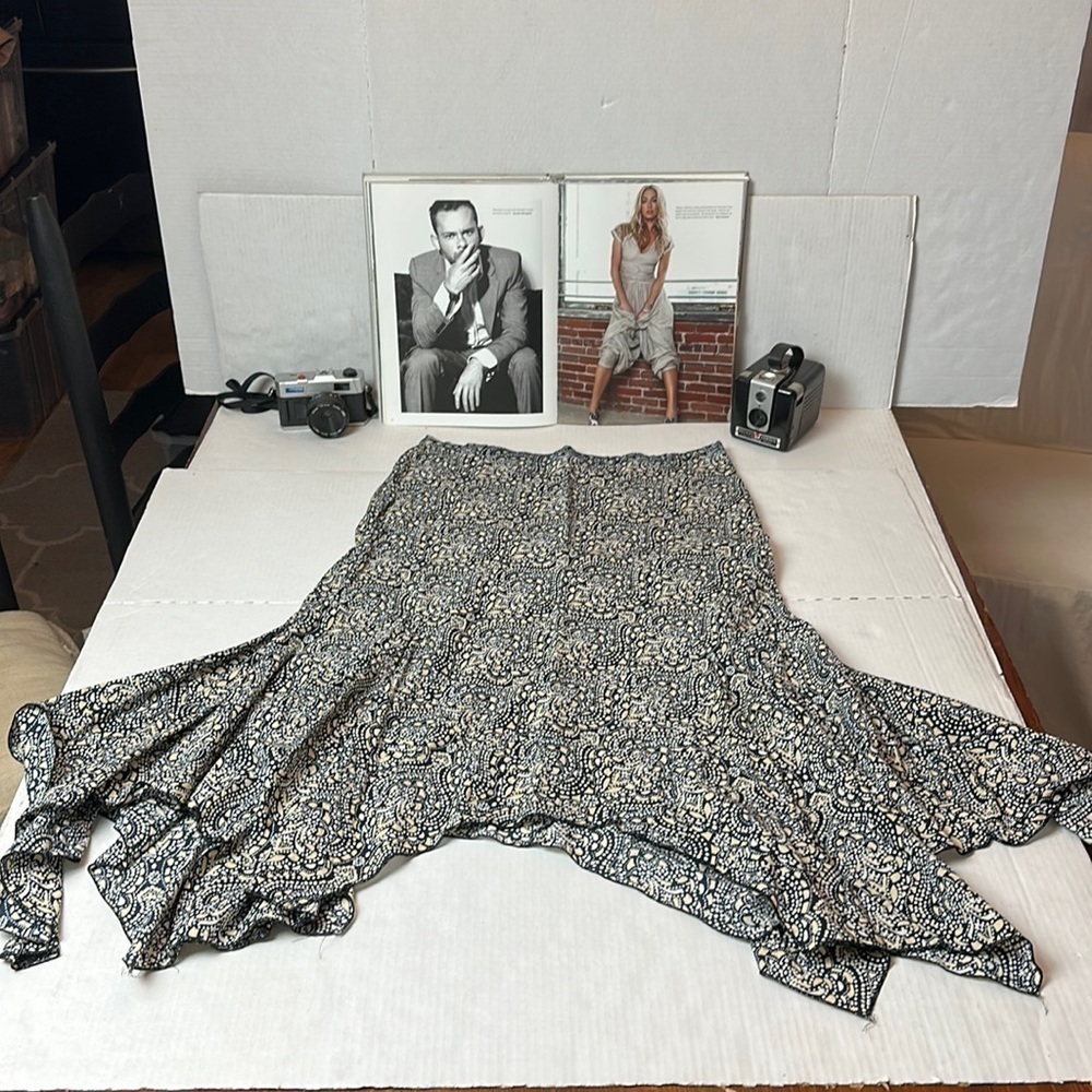 ANA 100% Cotton Lined Midi Skirt Boho Neutral Paisley Print Size 6